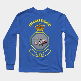 Pilot - HM Coastguard rescue Sikorsky S-92 helicopter based on coastguard insignia Long Sleeve T-Shirt